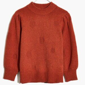 Madewell Dotted Eaton Puff-Sleeve Pullover Sweater in Cotton-Merino